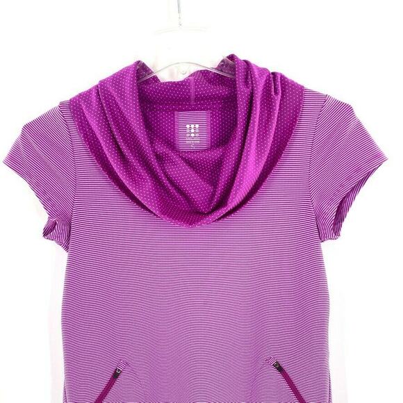 Title Nine Go Tunic‎ Womens Dress Striped Polka Dots Cowl Neck Zip Pockets S - Picture 2 of 9